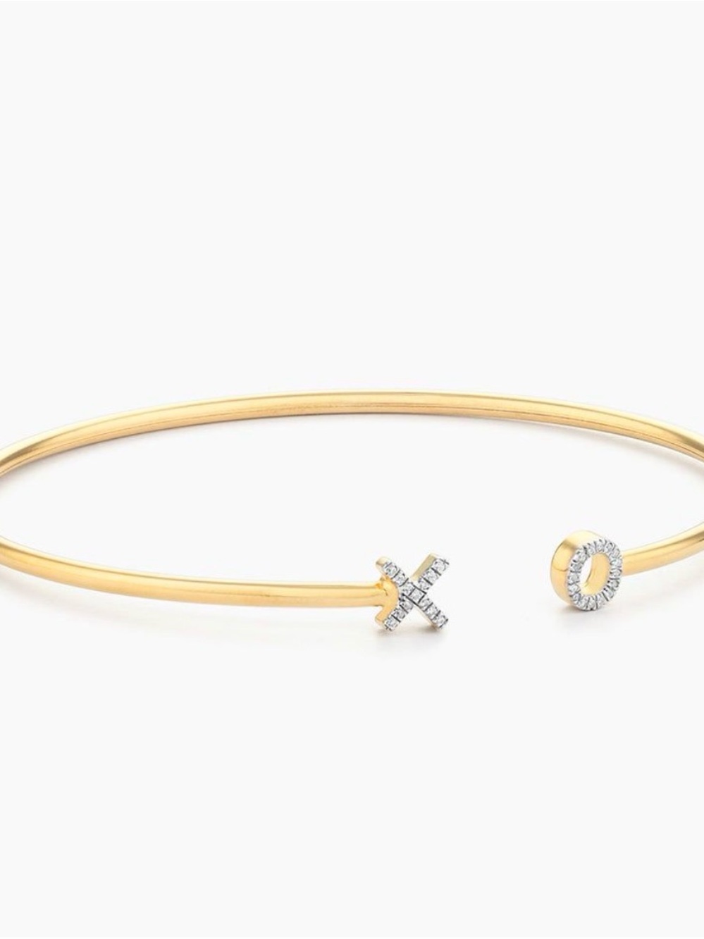 Gold Open Bangle Bracelet with Crystal XO Accents